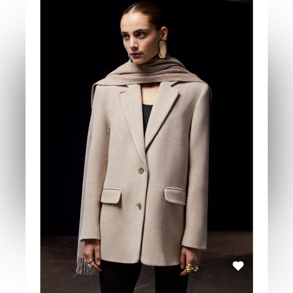 Wool mix blazer, size 2, beige NEW